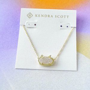 $70 kendra scott Elisa Cat Gold Pendant Necklace Iridescent Drusy New